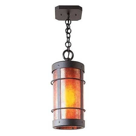 Arroyo Craftsman 9" Valencia Pendant - No Roof, Rustic Brown, Rain Mist Glass VH-9NRM-RB
